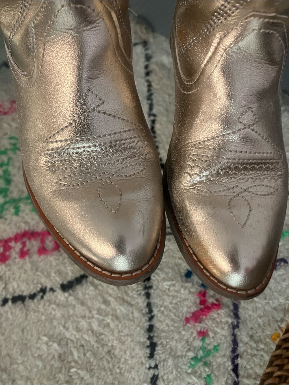 Kids Metallic Gold Western Cowboy Boots - Pull-On Style - Picture 4 of 8